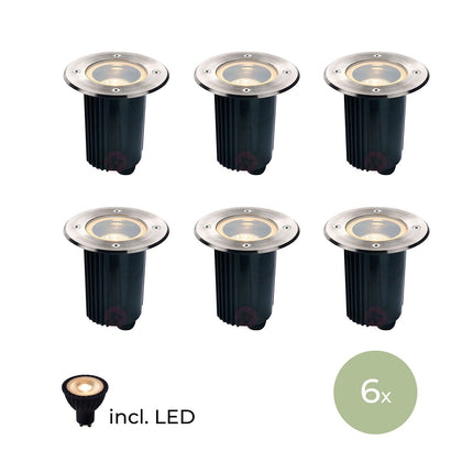 DMQ Grondspot IP67 - Set van 6 stuks incl LED