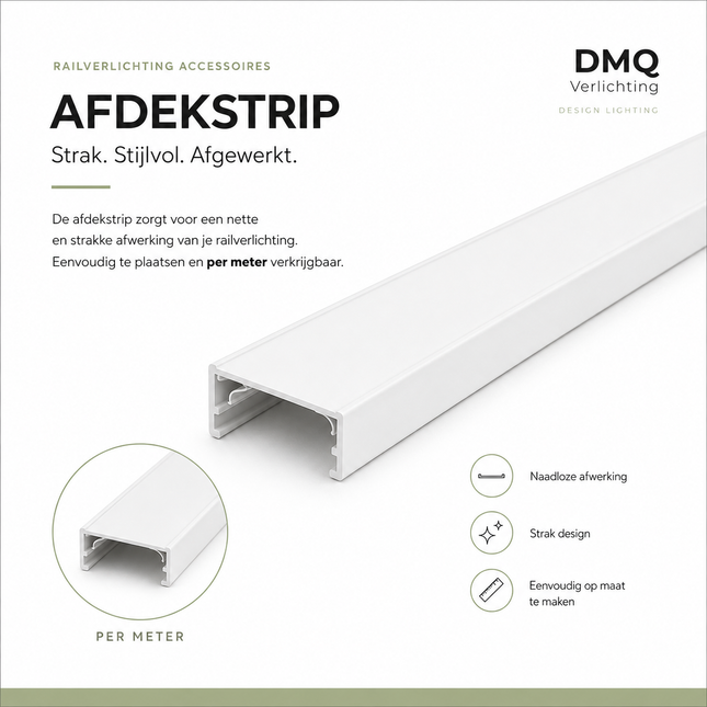 DMQ Afdekstrip Railverlichting 1 meter - Wit