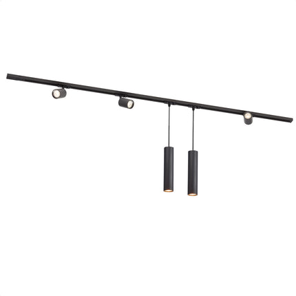 DMQ Complete set Rail - 2 meter - 3x Swift GU10 Railspot 2x Pendel Juna  - Zwart