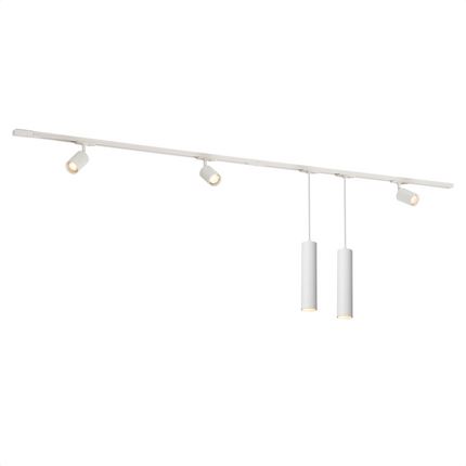DMQ Complete set Rail - 2 meter - 3x Swift GU10 Railspot 2x Pendel Juna  - Wit