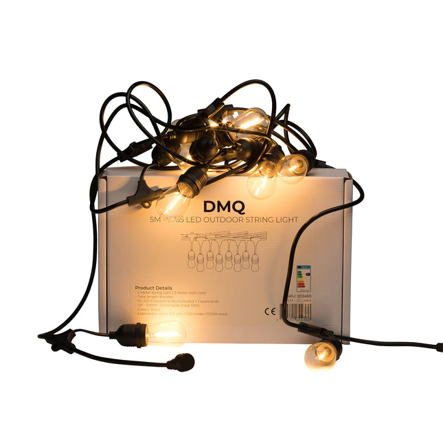 DMQ Koppelbaar Lichtsnoer buiten - 10 meter - 10 LED lampen - Waterdicht