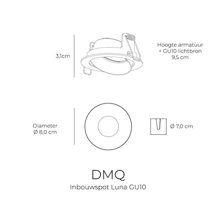 DMQ Inbouwspot GU10 Alun Wit Verstelbaar