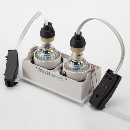 DMQ Inbouwspot GU10 Cubo Twins Vierkant Wit - Extra kleine rand
