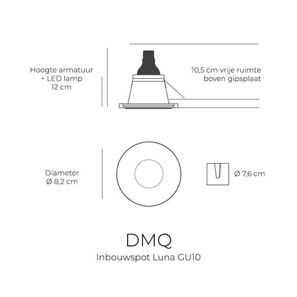 DMQ Inbouwspot GU10 IP44 Luna Rond Wit - Extra kleine rand