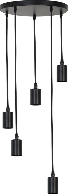 DMQ Light & Living Brandon Pendel Hanglamp - Mat Zwart - 5L - Ø35 x 117,5cm