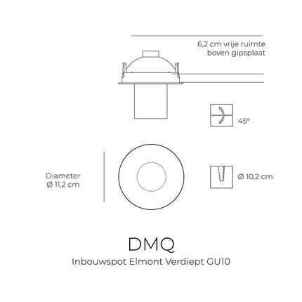 DMQ Plafondspot Elmont Inbouwspot Verdiept – Rond