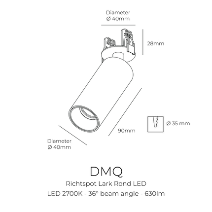 DMQ Richtspot Lark Rond LED - Zwart