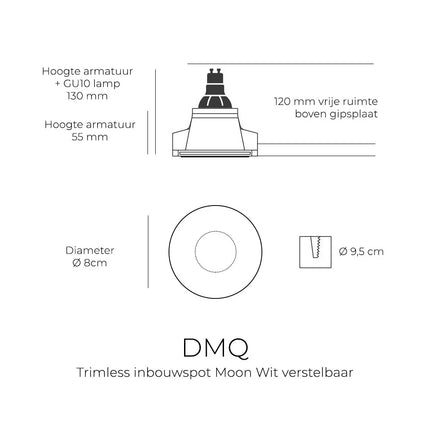 DMQ Trimless inbouwspot GU10 Moon 1 Rond Geborsteld Brons - Verstelbaar