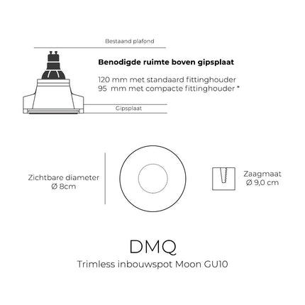 DMQ Trimless inbouwspot GU10 Moon 1 Rond - Geborsteld brons
