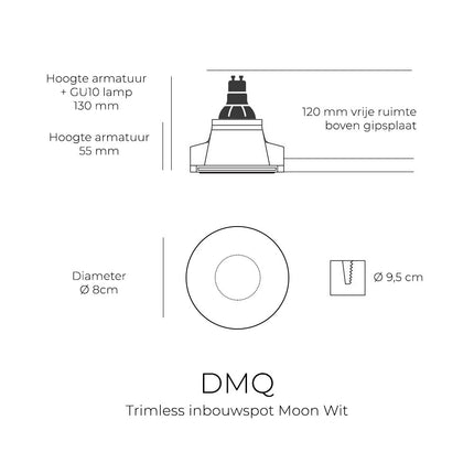 DMQ Trimless inbouwspot GU10 Moon 1 Rond Goud