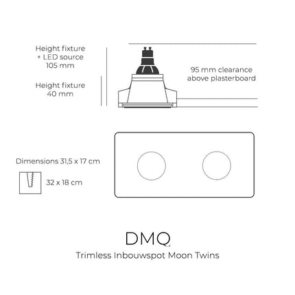 DMQ Trimless Inbouwspot Moon Twins - Gips GU10 Rond