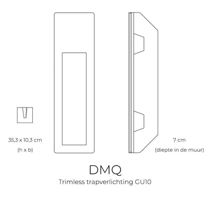 DMQ Trimless trapverlichting - Gips - GU10