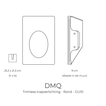 DMQ Trimless trapverlichting - Rond Gips - GU10