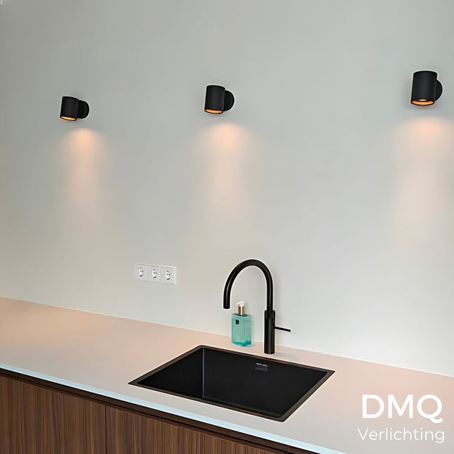 DMQ Wandlamp Elmont 1 Zwart Rond