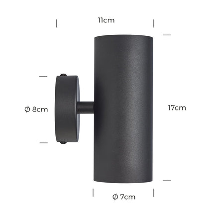 DMQ Wandlamp Elmont 2 Zwart Rond
