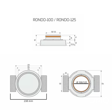 Ergovent instucbaar frameloos ventilatieventiel rond 125 mm