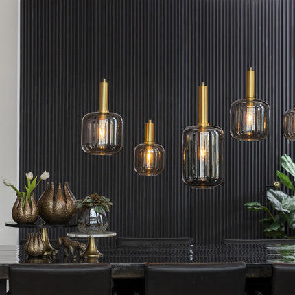 Light & Living Hanglamp 5L LEKAR Smoke Glas